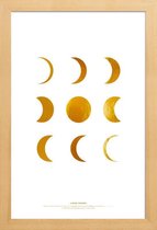 JUNIQE - Poster met houten lijst Lunar gouden -20x30 /Goud & Wit