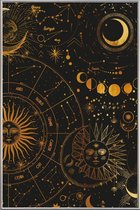 JUNIQE - Poster met kunststof lijst Astrology Wheel gouden -40x60