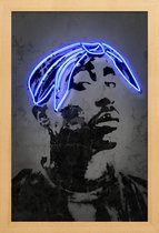 JUNIQE - Poster in houten lijst Tupac -60x90 /Blauw & Grijs