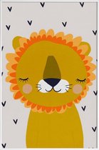 JUNIQE - Poster met kunststof lijst Leeuw kinderkamer illustratie