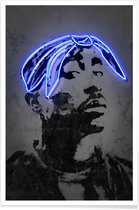 JUNIQE - Poster Tupac -30x45 /Blauw & Grijs