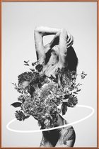 JUNIQE - Poster met kunststof lijst Be Slowly -40x60 /Grijs & Wit