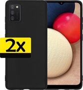Samsung A02s Hoesje Back Cover Siliconen Case Hoes Zwart - 2 Stuks