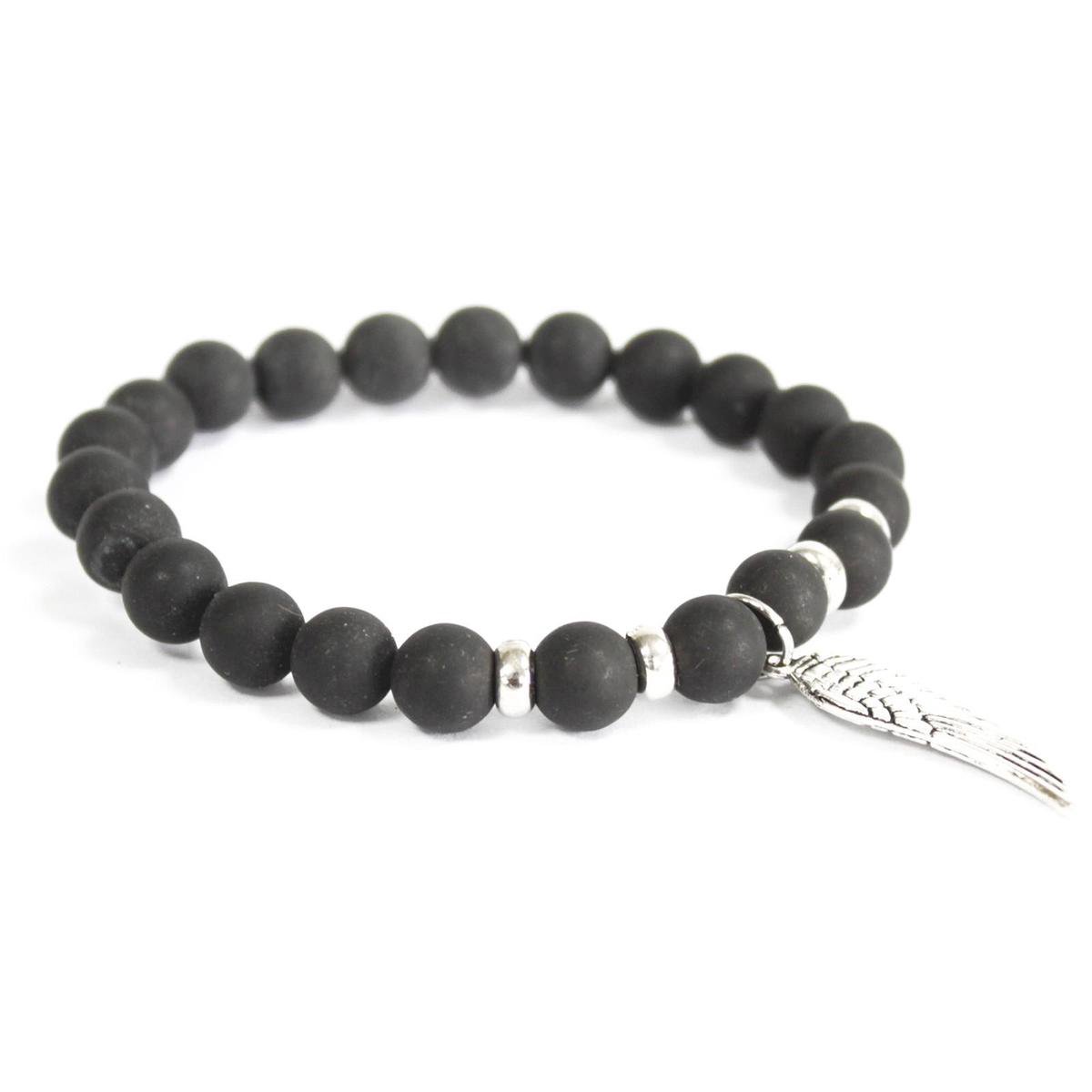 Engelenvleugel / Zwarte Agaat - Edelsteen Armband