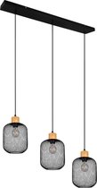 LED Hanglamp - Trion Kalim - E27 Fitting - 3-lichts - Rechthoek - Mat Zwart - Aluminium - BSE