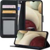 Hoesje Geschikt voor Samsung A12 Hoesje Book Case Hoes Wallet Cover - Hoes Geschikt voor Samsung Galaxy A12 Hoesje Bookcase Hoes - Zwart