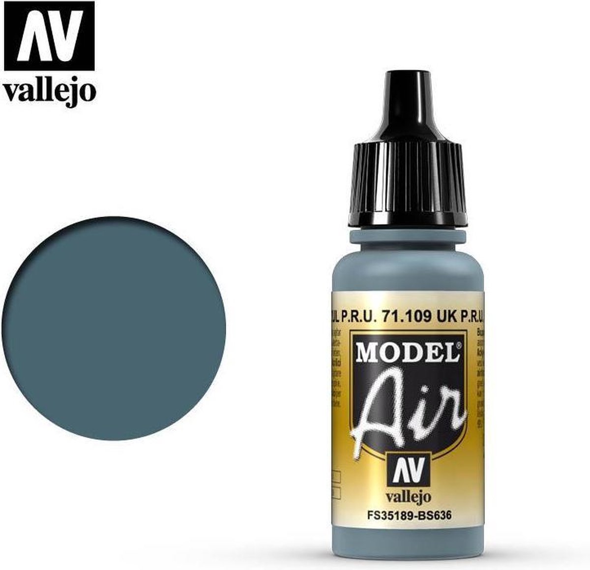 Vallejo Hobbyverf Acrylverf - 71109 Model Air Faded P.R.U. Blue - Acryl Verf flesje - 17 ml