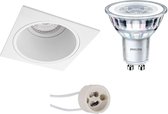 LED Spot Set - Pragmi Minko Pro - GU10 Fitting - Inbouw Vierkant - Mat Wit - Verdiept - 90mm - Philips - CorePro 830 36D - 3.5W - Warm Wit 3000K - BES LED