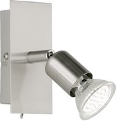 LED Wandspot - Trion Nimo - GU10 Fitting - 3W - Warm Wit 3000K - 1-lichts - Rechthoek - Mat Nikkel - Aluminium - BES LED