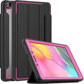 Case2go - Tablet hoes geschikt voor Samsung Galaxy Tab A 8.0 (2019) - Tri-Fold Book Case met Transparante Back Cover en Pencil Houder - Roze/Zwart