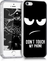 kwmobile hoesje voor Apple iPhone SE (1.Gen 2016) / 5 / 5S - Smartphonehoesje in wit / zwart - Don't Touch My Phone design