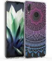 kwmobile telefoonhoesje voor Huawei P Smart (2019) - Hoesje voor smartphone in blauw / roze / transparant - Indian Sun design
