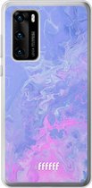 Huawei P40 Hoesje Transparant TPU Case - Purple and Pink Water #ffffff