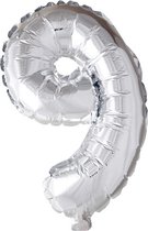 Folie ballon cijfer 9 zilver | 41cm