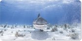 Muismat Haaien - Aanzwemmende haai muismat rubber - 80x40 cm - Muismat met foto
