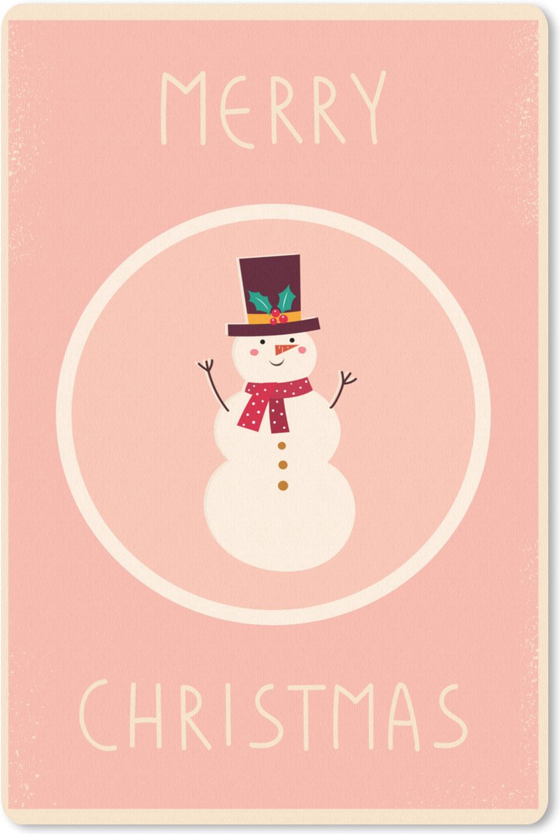 Muismat - Kerst illustratie van een sneeuwpop met de quote Merry Christmas muismat rubber - 18x27 cm - Muismat met foto