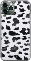 iPhone 11 Pro Max hoesje - Koeienprint - Soft Case Telefoonhoesje - Print - Zwart