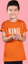 Oranje EK WK & Koningsdag T-Shirt Kind King (3-4 jaar - MAAT 98/104) | Oranje kleding & shirts | WK Feestkleding