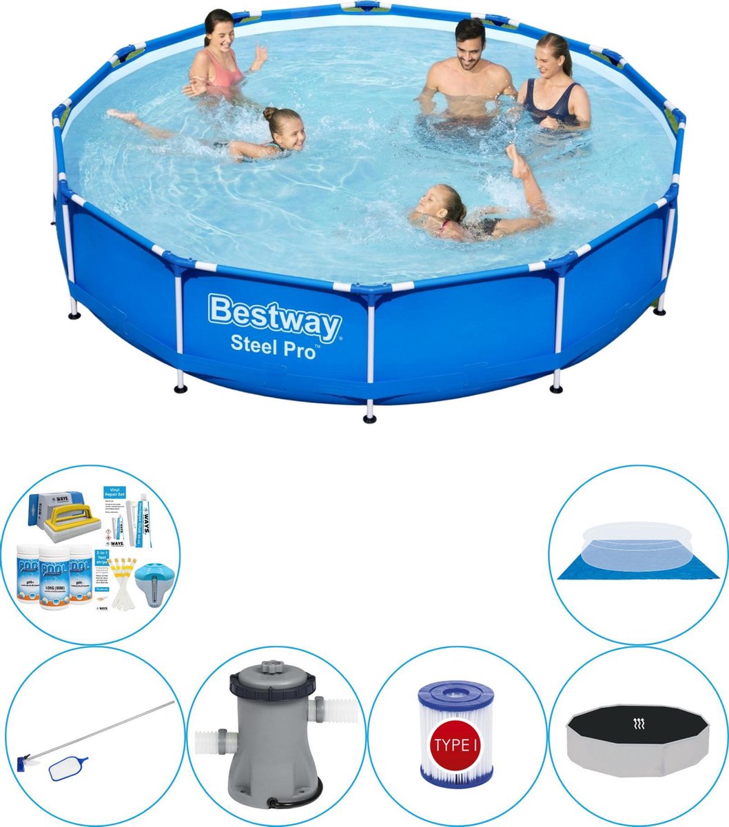 Zwembad Combinatie Set - Steel Pro Rond 366x76 cm