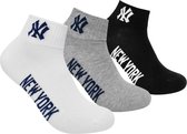 New York Yankees - 3-Pack Quarter Socks - 3 Paar Sokken - 31 - 34 - Zwart/Wit/Grijs