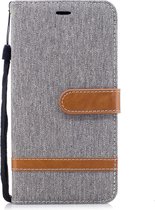 Kleurafstemming Denim Texture Leather Case voor Xiaomi Redmi Note 5A, met houder & kaartsleuven & portemonnee & lanyard (grijs)