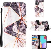 Voor Samsung Galaxy A52 5G Marmer Stiksels Horizontale Flip PU Lederen Case met Houder & Kaartsleuven & Portemonnee & Lanyard (Zwart Wit)