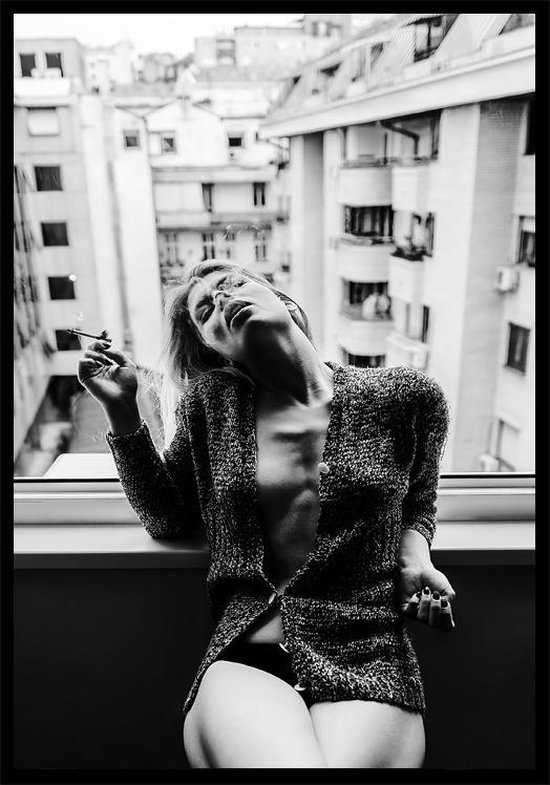 Balcony Smoking A4 luxury zwart wit poster