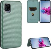 Voor ZTE Axon 11 5G Koolstofvezel Textuur Magnetische Horizontale Flip TPU + PC + PU lederen tas met kaartsleuf (groen)