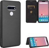 Voor LG Style 3 L-41 Carbon Fiber Texture Magnetische Horizontale Flip TPU + PC + PU Leather Case met Card Slot (Black)