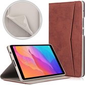 Voor Huawei MatePad T8 Marmeren Doek Textuur Horizontale Flip Leren Case met Kaartsleuf & Houder (Bruin)