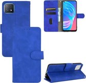 Voor OPPO A72 5G / A73 5G Effen Kleur Huidgevoel Magnetische Gesp Horizontale Flip Kalf Textuur PU Lederen Case met Houder & Kaartsleuven & Portemonnee (Blauw)