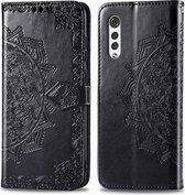 Voor LG Velvet 5G Mandala Bloem Reliëf Horizontale Flip Leren Case met Beugel / Kaartsleuf / Portemonnee / Lanyard (Zwart)