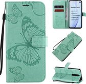 Voor Xiaomi Redmi K30 3D Vlinders Embossing Patroon Horizontale Flip Leren Case met Houder & Kaartsleuf & Portemonnee & Lanyard (Groen)