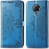 Voor Xiaomi Redmi K30 Pro Halverwege Mandala Embossing Patroon Horizontaal Flip Leren Hoesje met Houder & Kaartsleuven & Portemonnee & Fotolijst & Lanyard (Blauw)