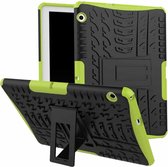 Voor Huawei MediaPad T3 10 Bandentextuur Schokbestendig TPU + PC beschermhoes met houder (groen)