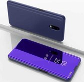 Galvaniserende spiegel horizontale flip lederen hoes voor OnePlus 7 Pro, met houder (violetblauw)