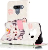 Voor LG K50 3D Patroon Gekleurde Tekening Horizontale Flip Leren Case met Houder & Kaartsleuven & Portemonnee & Lanyard (Bell Cat)