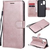 Voor Huawei P smart 2020 Effen Kleur Horizontale Flip Beschermende Leren Case met Houder & Kaartsleuven & Portemonnee & Lanyard (Rose Goud)
