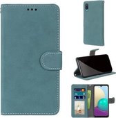 Voor Samsung Galaxy A02 / M02 Retro Frosted Horizontale Flip PU lederen tas met houder & kaartsleuven & portemonnee & fotolijst (blauw)