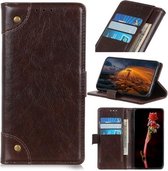 Koperen gesp nappa textuur horizontale flip lederen tas met houder & kaartsleuven & portemonnee voor Galaxy A10S (koffie)