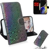 Voor Galaxy Note 9 Effen Kleur Kleurrijke Magnetische Gesp Horizontale Flip PU Lederen Case met Houder & Kaartsleuven & Portemonnee & Lanyard (Zilver)