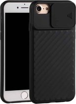 Voor iPhone SE 2020 Sliding Camera Cover Design Twill Anti-Slip TPU Case (zwart)