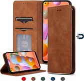 Voor Samsung Galaxy A11 (VS) Retro Skin Feel Business Magnetisch horizontaal Flip lederen hoesje (bruin)