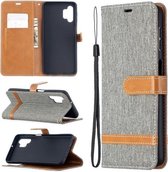 Voor Samsung Galaxy A32 5G Kleuraanpassing Denim Textuur Horizontale Flip Leren Case met Houder & Kaartsleuven & Portemonnee & Lanyard (Grijs)