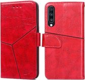 Voor Samsung Galaxy A70 Geometrische stiksels Horizontale flip TPU + PU lederen tas met houder & kaartsleuven en portemonnee (rood)