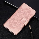 Mandala-reliëfpatroon Horizontale leren flip-hoes voor Motorola Moto P40 Play, met houder & kaartsleuven & portemonnee & fotolijst & lanyard (roségoud)