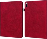 Voor Huawei MatePad 10.4 Pauw reliëfpatroon TPU + PU horizontaal flip lederen hoesje met houder & kaartsleuven & portemonnee & slaap- / wekfunctie (rood)