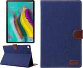 Voor Samsung Galaxy Tab A7 T505 Denim Texture PC Horizontale Flip lederen beschermhoes met houder & kaartsleuven & portemonnee & fotolijst & slaap- / wekfunctie (donkerblauw)