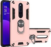 Voor OPPO F11 Pro 2 in 1 Armor Series PC + TPU beschermhoes met ringhouder (roségoud)