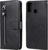 Voor Huawei Honor 9X Lite Mode Kalf Textuur Rits Horizontale Flip Leren Case met Standaard & Kaartsleuven & Portemonnee Functie (Zwart)